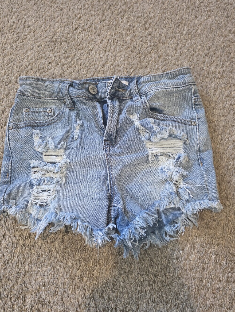 Almost Famous Light Wash Distressed Denim Shorts